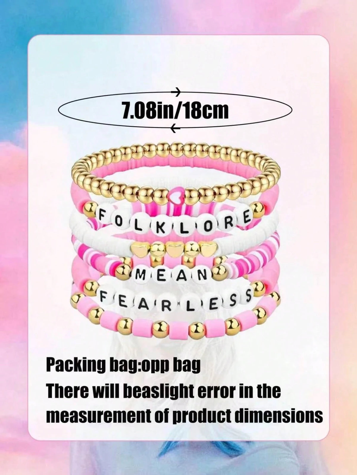 Taylor Swift's Tour Collection: Colorful Handmade Letter Bead Bracelet Is Perfect For Taylor Swift Fans As An Accessory For Concert Outfits. The Elastic Bead String Bracelet Is Suitable For Party Gift