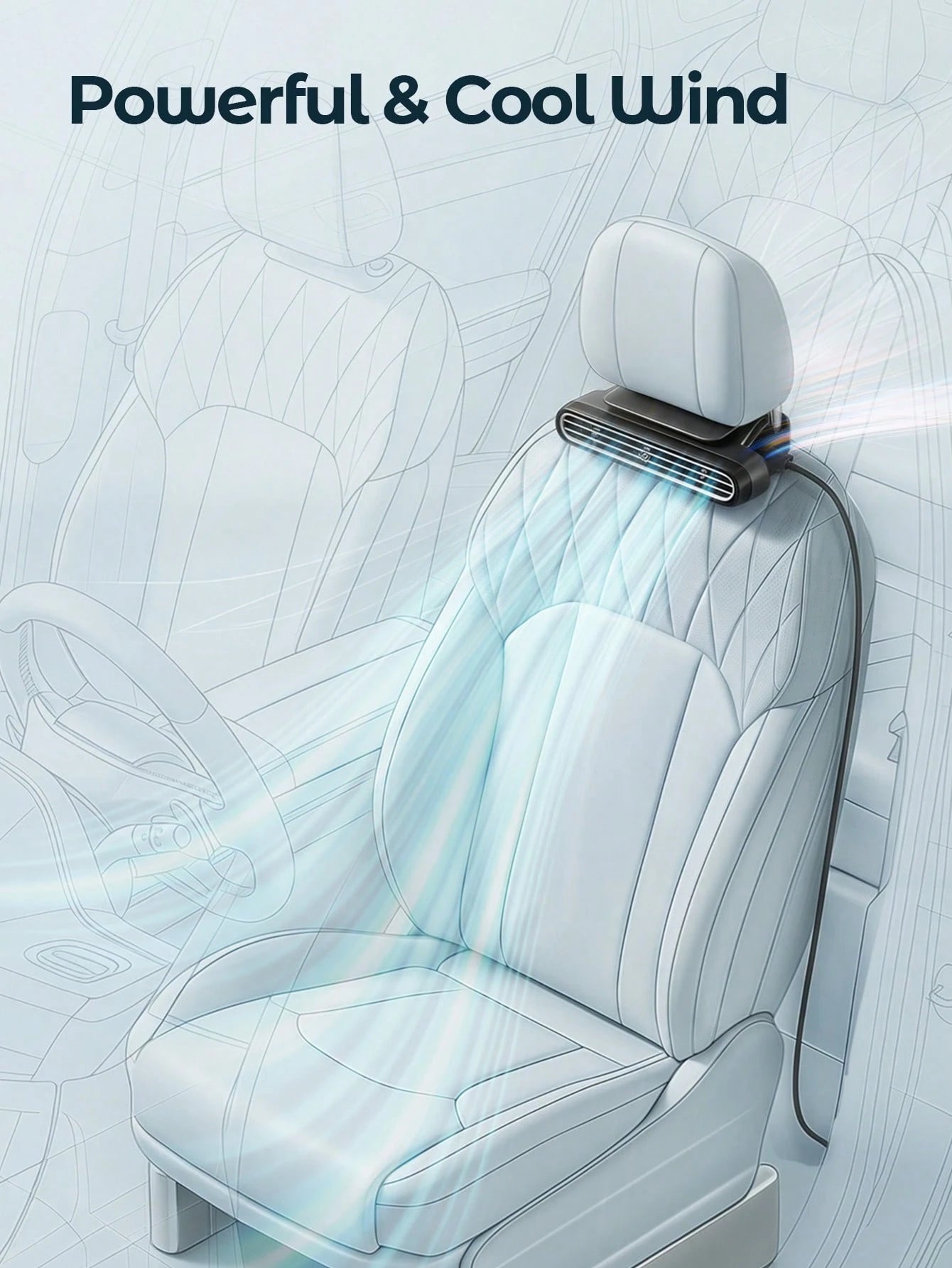 Teckwe Car Mounted Electric Fan, Fixed Behind Front Seats, Suitable For Rear Seat Use