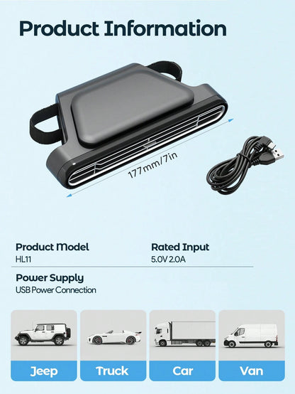 Teckwe Car Mounted Electric Fan, Fixed Behind Front Seats, Suitable For Rear Seat Use