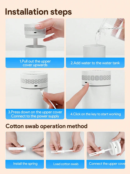 Teckwe New Car Humidifier, Fine Mist Spray, Home Bedroom Aroma Diffuser Lamp, Tabletop Quiet Mist Humidifier, USB Powered, Battery-Free, Suitable For Travel, Home, Bedroom, Office And Air-Conditioned