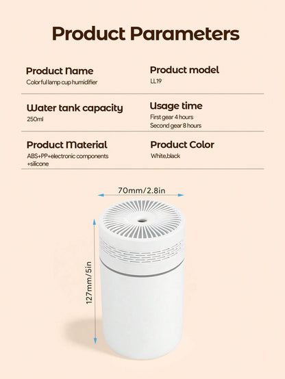 Teckwe New Car Humidifier, Fine Mist Spray, Home Bedroom Aroma Diffuser Lamp, Tabletop Quiet Mist Humidifier, USB Powered, Battery-Free, Suitable For Travel, Home, Bedroom, Office And Air-Conditioned