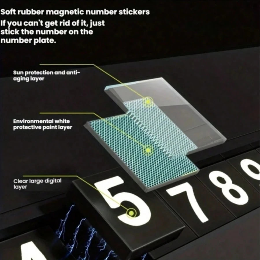 Temporary Parking Permit Card With Illuminated Display, Parking Number Plate, Notification Phone Number Card, Hidden Mobile Phone Number Plate, Automotive Decoration Temporary Parking Sign