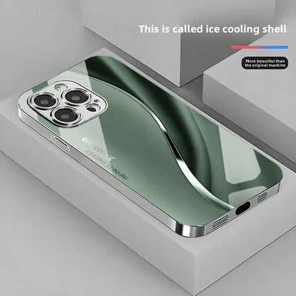 The New Gradient Full-Coverage Simple Arc-Shaped Fashionable High-Quality Electroplated Silver Glass Protective Case Is Suitable For IPhone 16 Pro Max/16 Plus/16 Pro/16, 15 Pro Max/15 Plus/15 Pro/15