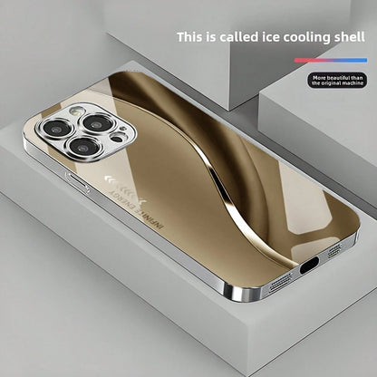 The New Gradient Full-Coverage Simple Arc-Shaped Fashionable High-Quality Electroplated Silver Glass Protective Case Is Suitable For IPhone 16 Pro Max/16 Plus/16 Pro/16, 15 Pro Max/15 Plus/15 Pro/15