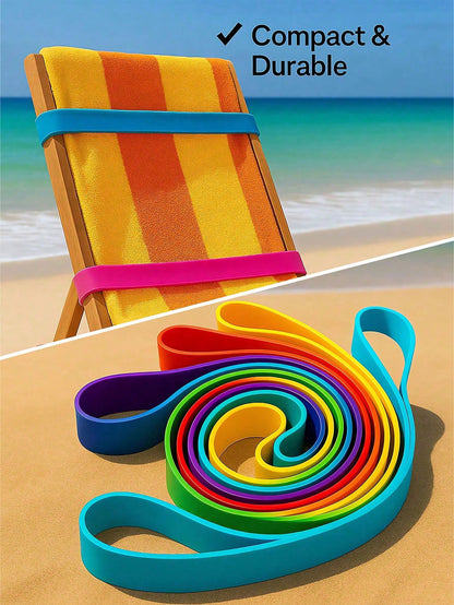 Thickened Silicone Beach Chair Towel Strap, Windproof Retractable Beach Towel Clip, Easy To Clean, Colorful, Adjustable, Reusable- Secure Fit, Suitable For Pool, Cruise, Camping, Picnic, Travel, Gym