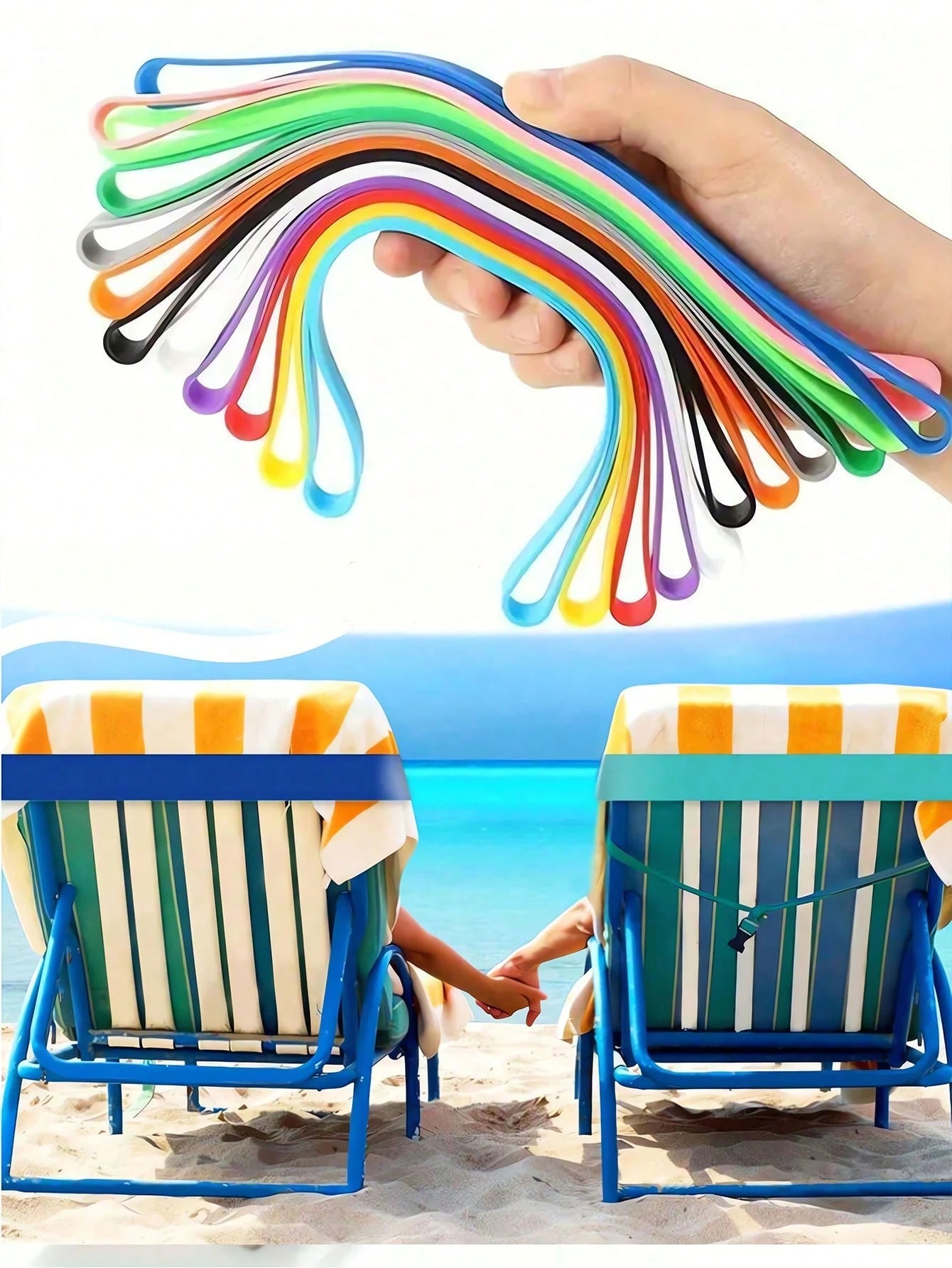 Thickened Silicone Beach Chair Towel Strap, Windproof Retractable Beach Towel Clip, Easy To Clean, Colorful, Adjustable, Reusable- Secure Fit, Suitable For Pool, Cruise, Camping, Picnic, Travel, Gym