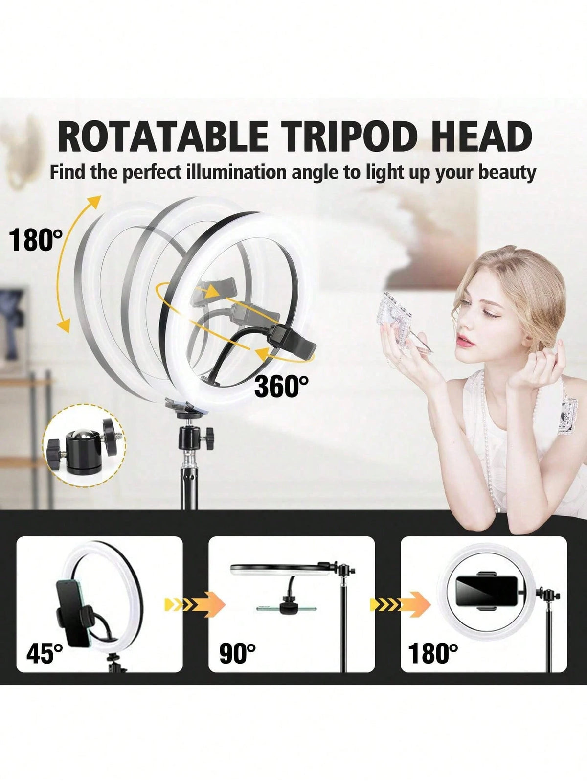 This 12-Inch LED Ring Light, Paired With A 110cm Tripod, Is USB Powered And Offers Three Switchable Colors, Making It Ideal For Various Scenarios Such As Live Streaming And Photography. Suitable For P