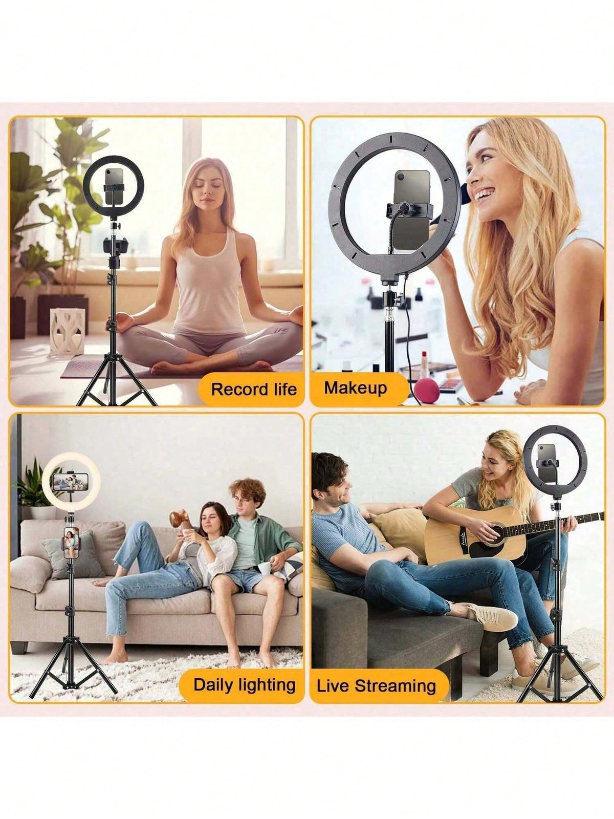 This 12-Inch LED Ring Light, Paired With A 110cm Tripod, Is USB Powered And Offers Three Switchable Colors, Making It Ideal For Various Scenarios Such As Live Streaming And Photography. Suitable For P