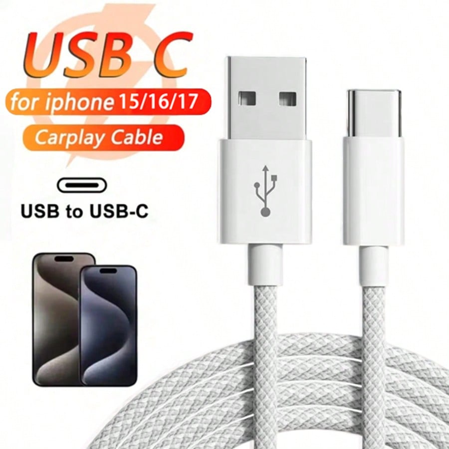 This CarPlay Data Cable (USB-A To USB Type-C) Is Compatible With IPhone 17, 16, 15/Pro/Pro Max/Plus, As Well As 10th Gen, Galaxy S25, S24, S23, S22, S21, S20/Ultra, Note 10/S10G, Etc. It Supports CarP