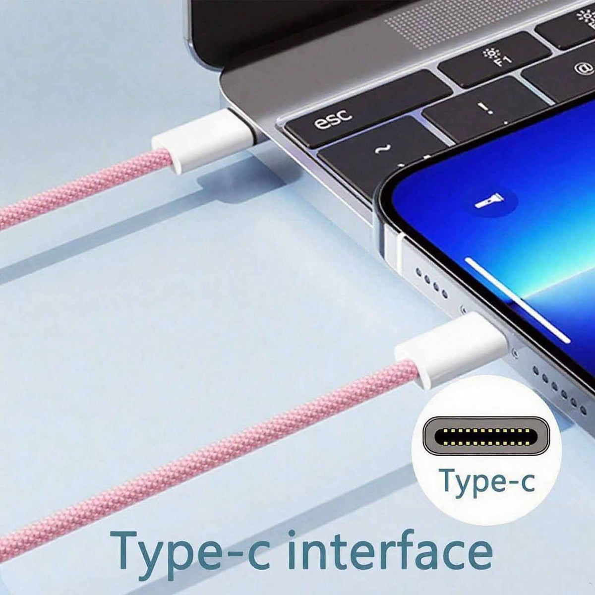This USB-C To USB-C Data Cable Is Compatible With A Variety Of Smartphones And Bluetooth Earphones Equipped With Type-C Ports, Suitable For Desktop Office, Car Use, And Outdoor Activities. It Is Compa
