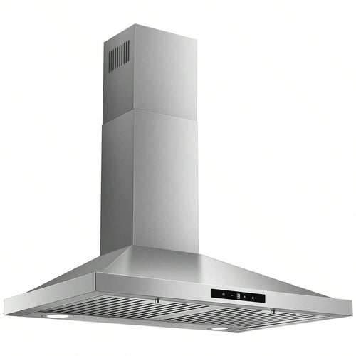 Tieasy Range Hood 30 Inch, Vent Hoods 30 Inch Stainless Steel, 450 CFM Ductless/Ducted Convertible Kitchen Hood With LED Light Baffle Filters, 3 Speed Exhaust Fan,Touch Control