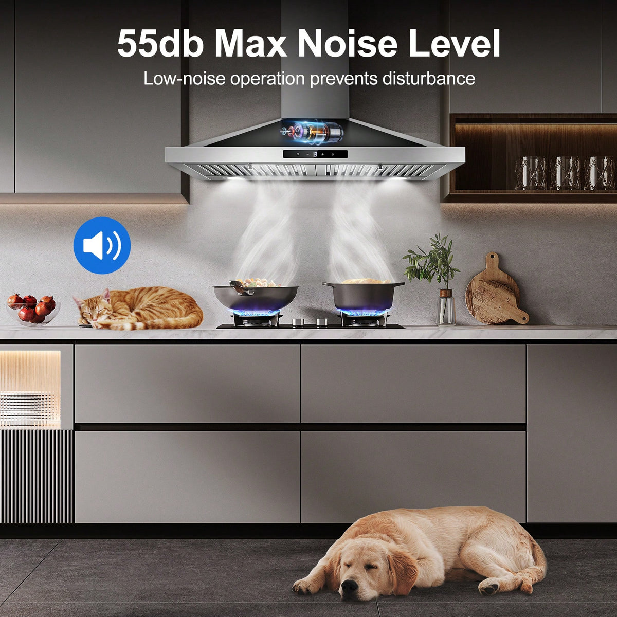 Tieasy Range Hood 30 Inch, Vent Hoods 30 Inch Stainless Steel, 450 CFM Ductless/Ducted Convertible Kitchen Hood With LED Light Baffle Filters, 3 Speed Exhaust Fan,Touch Control