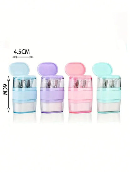 TOCHAIN 1pc/2pcs/4pcs Random Color Creative Stationery Pencil Sharpener & Eraser 2-In-1 Student Supplies, Morandian Color Compact Portable Single/Double Hole Sharpener, Novelty Gift For Students, Scho