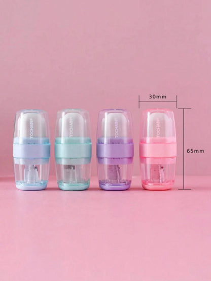 TOCHAIN 1pc/2pcs/4pcs Random Color Creative Stationery Pencil Sharpener & Eraser 2-In-1 Student Supplies, Morandian Color Compact Portable Single/Double Hole Sharpener, Novelty Gift For Students, Scho