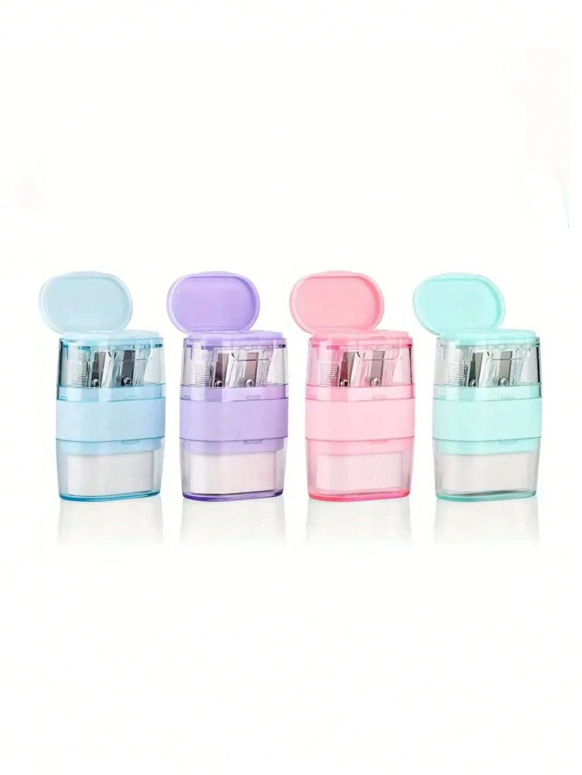 TOCHAIN 1pc/2pcs/4pcs Random Color Creative Stationery Pencil Sharpener & Eraser 2-In-1 Student Supplies, Morandian Color Compact Portable Single/Double Hole Sharpener, Novelty Gift For Students, Scho