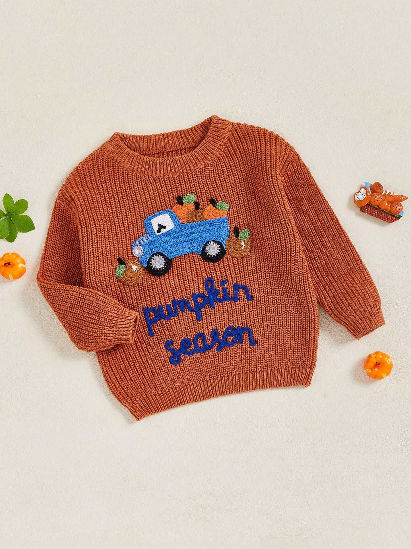 Toddler Baby Girl Boy Halloween Knitted Sweater Long Sleeve Truck Pullover 9M-5T Kids Warm Jumpers Tops Fall Loose Knitwear