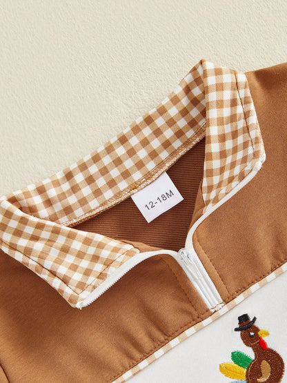 Toddler Boy Thanksgiving Pullover Sweatshirt Long Sleeve Stand Collar Tops