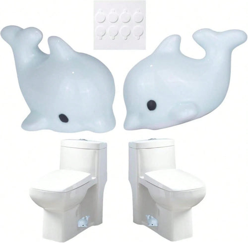 Toilet Bolt Covers, Ceramic Toilet Bolt Caps, Toilet Screw Covers Decorative To Prevent Rusting, Hide Unsightly Screws &Amp; Enhance Bathroom Aesthetics (Universal Fit, 2 Pack). (Blue Dolphin)