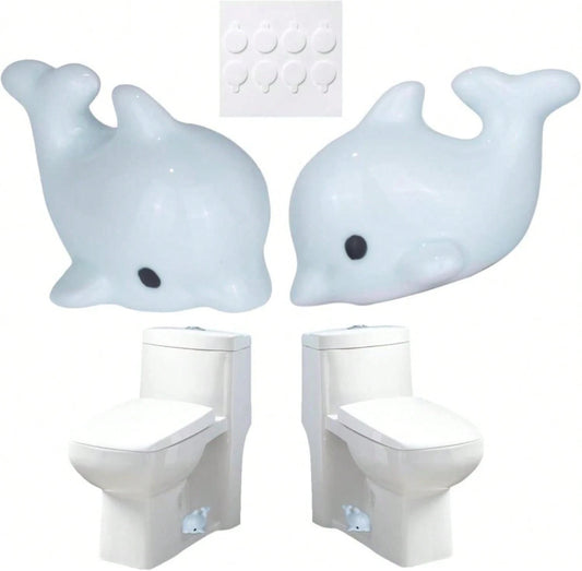 Toilet Bolt Covers, Ceramic Toilet Bolt Caps, Toilet Screw Covers Decorative To Prevent Rusting, Hide Unsightly Screws &Amp; Enhance Bathroom Aesthetics (Universal Fit, 2 Pack). (Blue Dolphin)