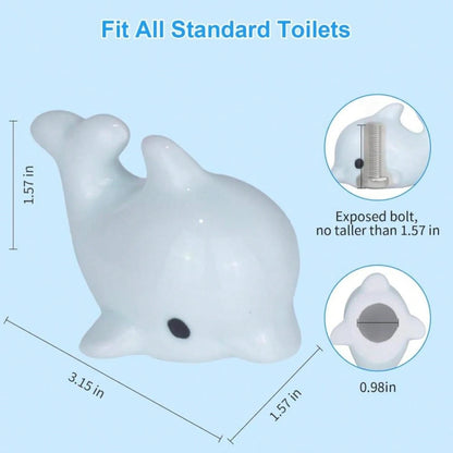 Toilet Bolt Covers, Ceramic Toilet Bolt Caps, Toilet Screw Covers Decorative To Prevent Rusting, Hide Unsightly Screws &Amp; Enhance Bathroom Aesthetics (Universal Fit, 2 Pack). (Blue Dolphin)