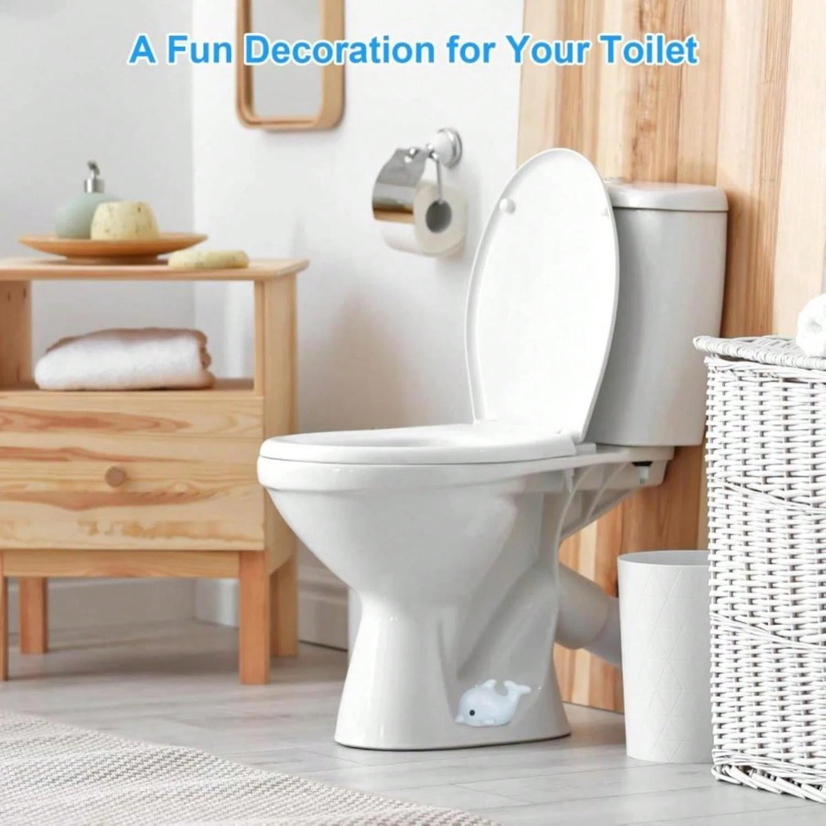 Toilet Bolt Covers, Ceramic Toilet Bolt Caps, Toilet Screw Covers Decorative To Prevent Rusting, Hide Unsightly Screws &Amp; Enhance Bathroom Aesthetics (Universal Fit, 2 Pack). (Blue Dolphin)