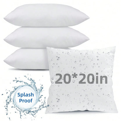 Tomnk 4/6 Pack All-Weather Outdoor Pillow Inserts, 18x18/20x20 Inch Waterproof Square Pillow Forms, Quick-Dry Cushion Filler For Patio Furniture, Garden, Deck & Porch Decor