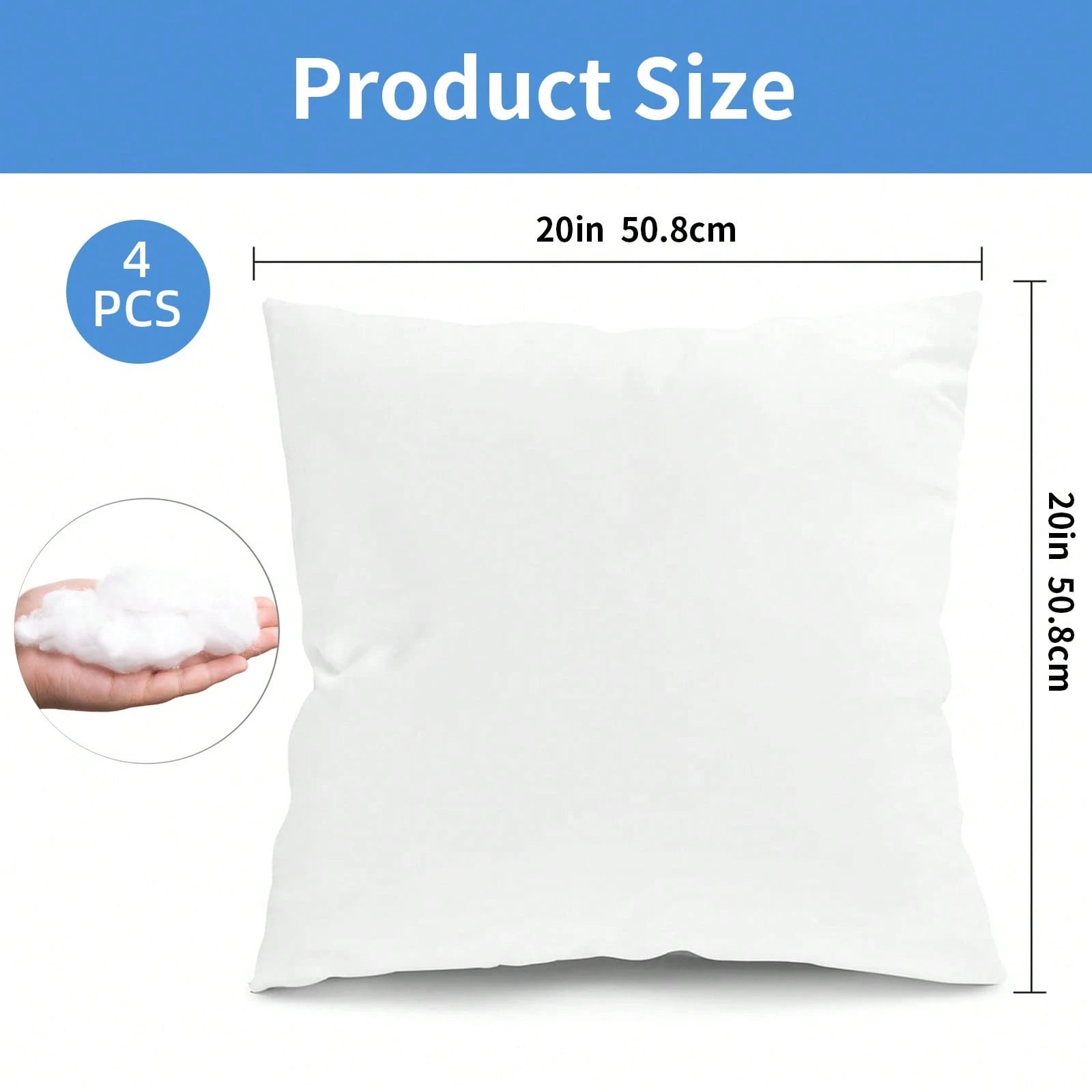 Tomnk 4/6 Pack All-Weather Outdoor Pillow Inserts, 18x18/20x20 Inch Waterproof Square Pillow Forms, Quick-Dry Cushion Filler For Patio Furniture, Garden, Deck & Porch Decor