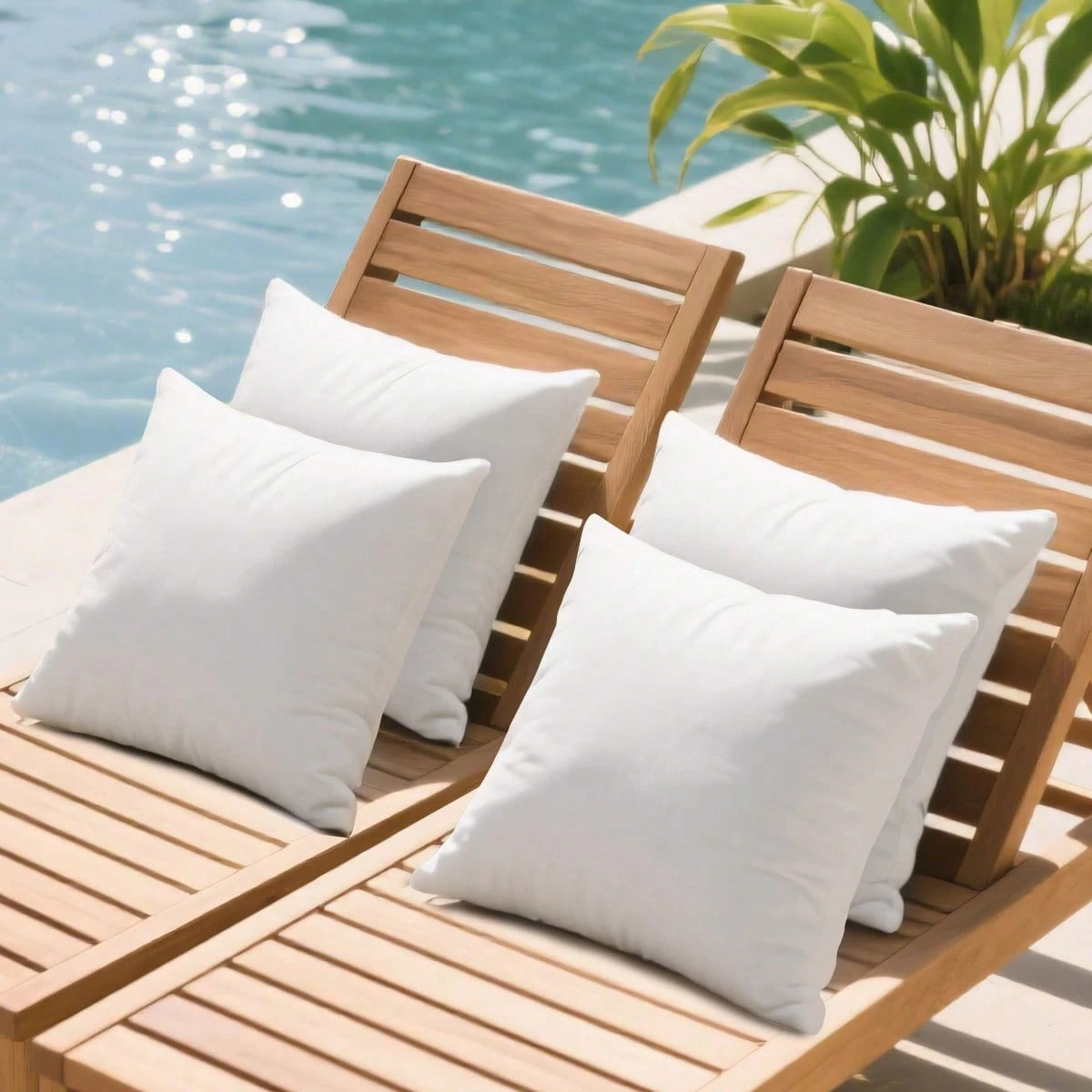 Tomnk 4/6 Pack All-Weather Outdoor Pillow Inserts, 18x18/20x20 Inch Waterproof Square Pillow Forms, Quick-Dry Cushion Filler For Patio Furniture, Garden, Deck & Porch Decor