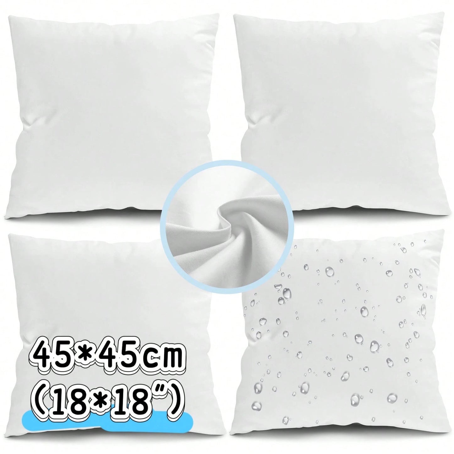 Tomnk 4pcs 18x18"/20x20" Pillow Inserts, White Waterproof FabricPillow Forms Soft Microfiber Filled, Pillow Inserts For Decorative Pillow Covers Cushion Bed Couch And Sofa