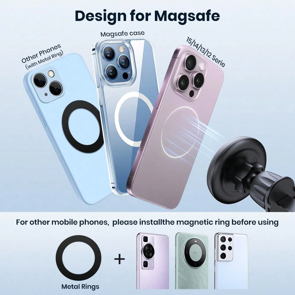 TOPK Magnetic Car Mount, Magnetic Phone Holder For Car With Powerful Magnetism, Upgraded Metal Hook Vent Clip, Single-Hand Operation, Compatible With IPhone 15 14 13 12 Pro Max Plus.