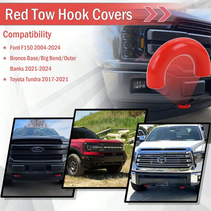 Tow Hook Covers Front Bumper Tow Hook Cap OEM Replacement Fit FD F150 2004-2024 Bronco Base Big Bend Outer Bank 2021-2024 Toyot Tundra 2017-2021 Weatherproof Anti-Rust Easy Install Pickup Truck Exteri