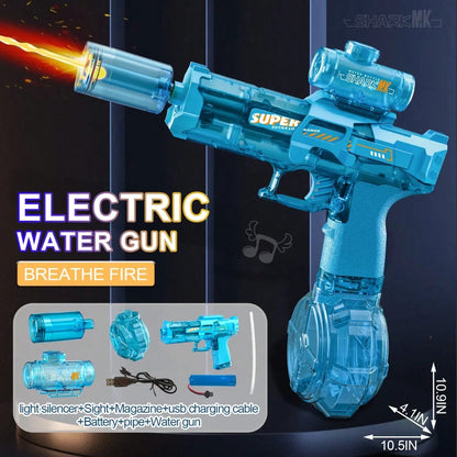 Toy Electric Water Gun, LED Lights, Large Capacity, Suitable For Patios, Swimming Pools, Parties, And More. Perfect For Boys And Girls, A Fun Outdoor Water Gun For Summer.