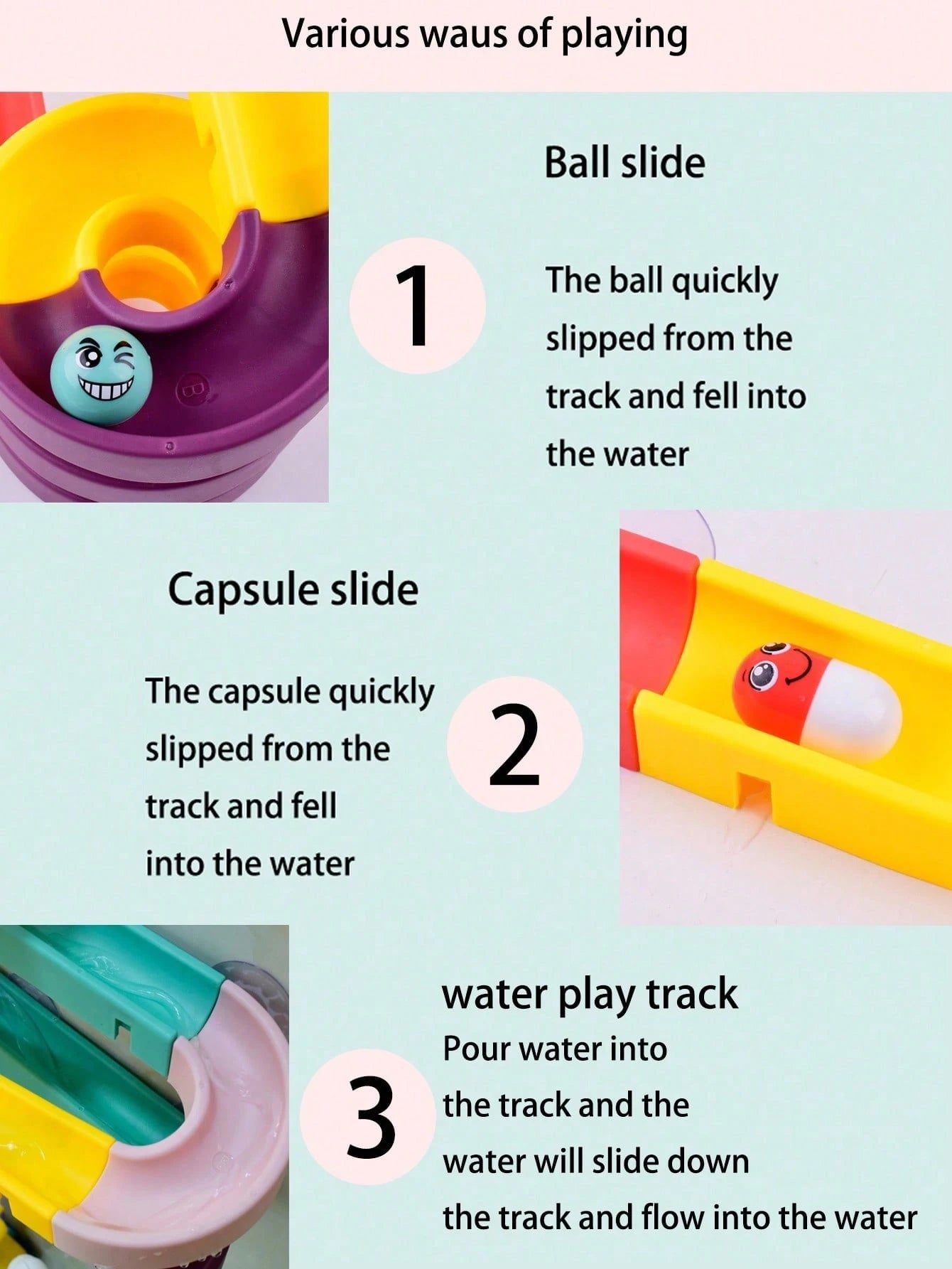 Track Bath Toys, Cute Children Swimming Toys, Water Park Games, Holiday Gifts (Random Color Product Components)