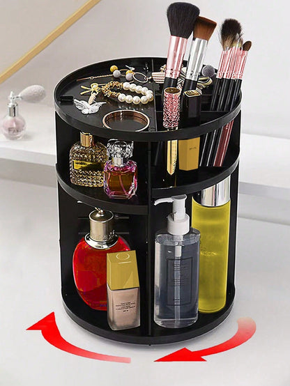 Transparent Cosmetic Storage Rack, 360-Degree Rotating Desktop Organizing Shelf, Acrylic Dressing Table Lipstick Skin Care Products Storage Box, Cosmetic Display Rack