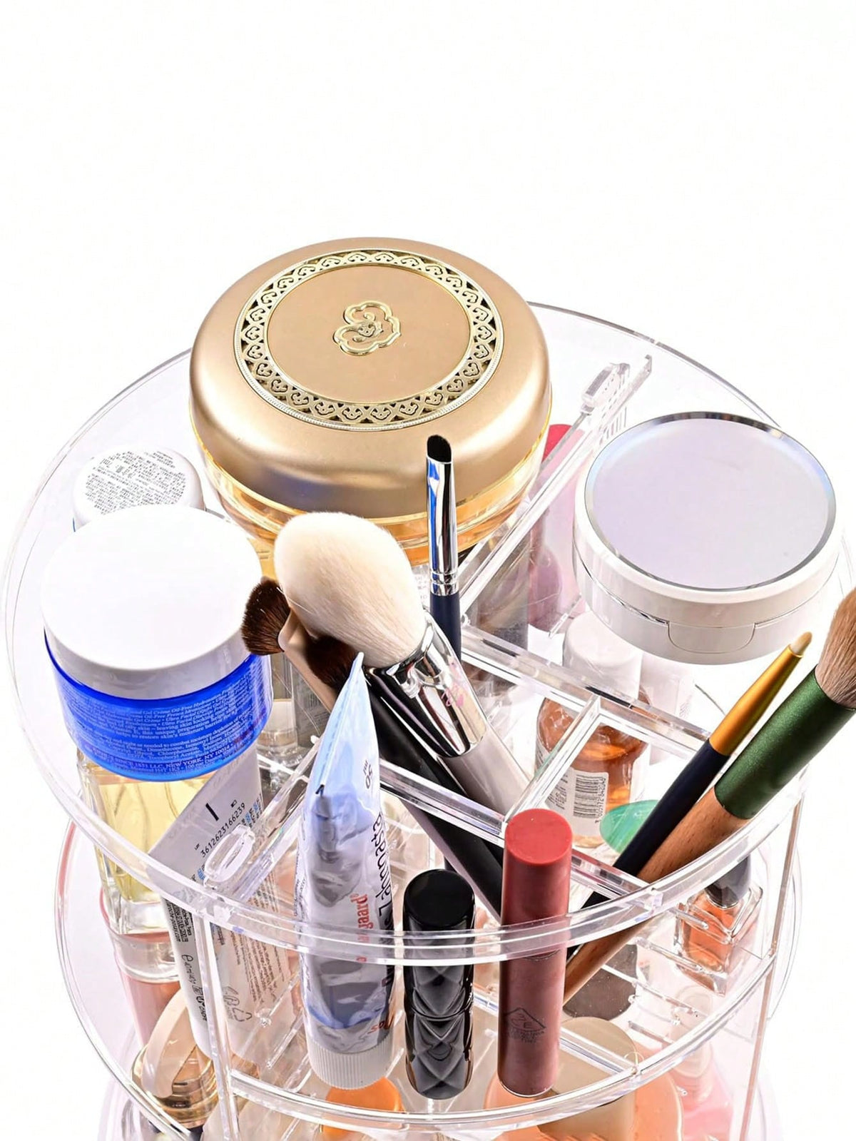Transparent Cosmetic Storage Rack, 360-Degree Rotating Desktop Organizing Shelf, Acrylic Dressing Table Lipstick Skin Care Products Storage Box, Cosmetic Display Rack
