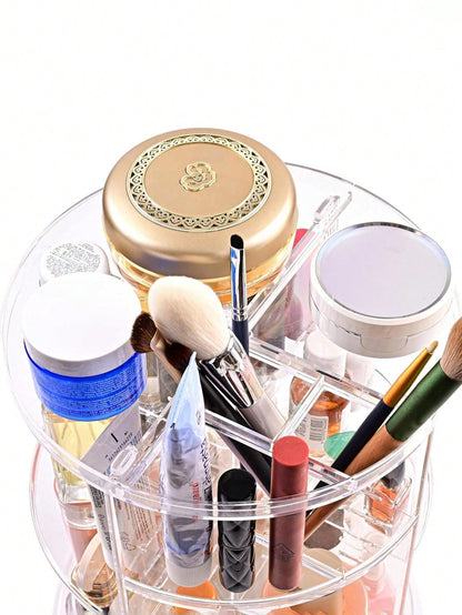 Transparent Cosmetic Storage Rack, 360-Degree Rotating Desktop Organizing Shelf, Acrylic Dressing Table Lipstick Skin Care Products Storage Box, Cosmetic Display Rack