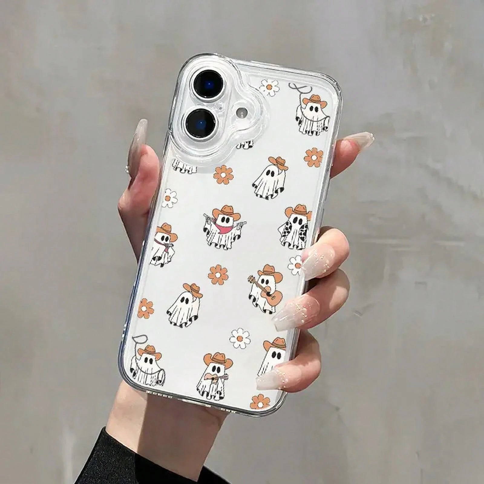 Transparent Shockproof Phone Case With Cartoon Ghost Design, Suitable For IPhone 16, Compatible With IPhone 15, 14, 13, 12, 11 Pro Max, XS, XR, 7, 8, SE2, And SE3. It Is An Ideal Christmas Gift For Fa