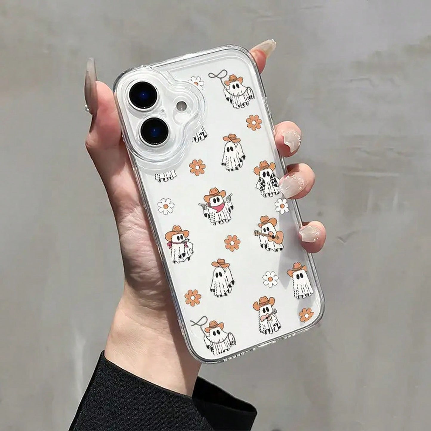 Transparent Shockproof Phone Case With Cartoon Ghost Design, Suitable For IPhone 16, Compatible With IPhone 15, 14, 13, 12, 11 Pro Max, XS, XR, 7, 8, SE2, And SE3. It Is An Ideal Christmas Gift For Fa