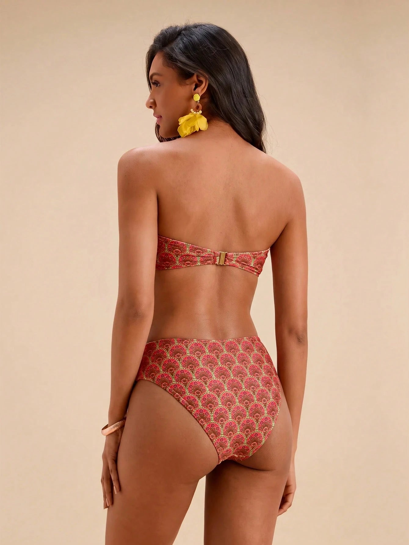 Travachic Women's Summer Beach All-Over Print Bandeau Sexy Fashion Bikini Two-Piece Swimsuit Set