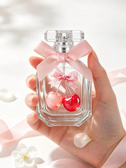 Travel Perfume Spray Bottle With Bow, Lace Cherry Print, Funnel, Dropper, Spray Head, Reusable Perfume Spray Bottle, Cosmetic Spray Bottle, Travel Toiletries, Travel Set, Portable Large Capacity, Bath