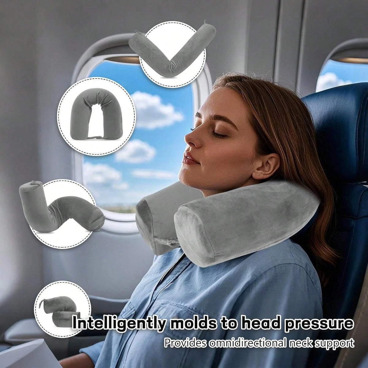 Travel Pillow Twist Memory Foam Neck Pillow For Travel, Airplane, Buses, Trains At Home, Chin, Lumbar Leg Support, Bendable Roll Pillow