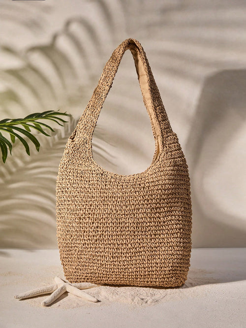 Tropiscape Gusure Bag Large Capacity Weave Tote Bag Summer Straw Handbag And Purse Female Bohemian Shoulder Bag For Women Ladies Bag, Beach Essentials, Summer Women Bag, Perfect For Travel, Vacation