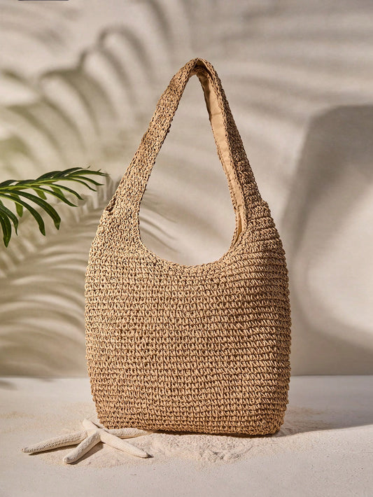 Tropiscape Gusure Bag Large Capacity Weave Tote Bag Summer Straw Handbag And Purse Female Bohemian Shoulder Bag For Women Ladies Bag, Beach Essentials, Summer Women Bag, Perfect For Travel, Vacation