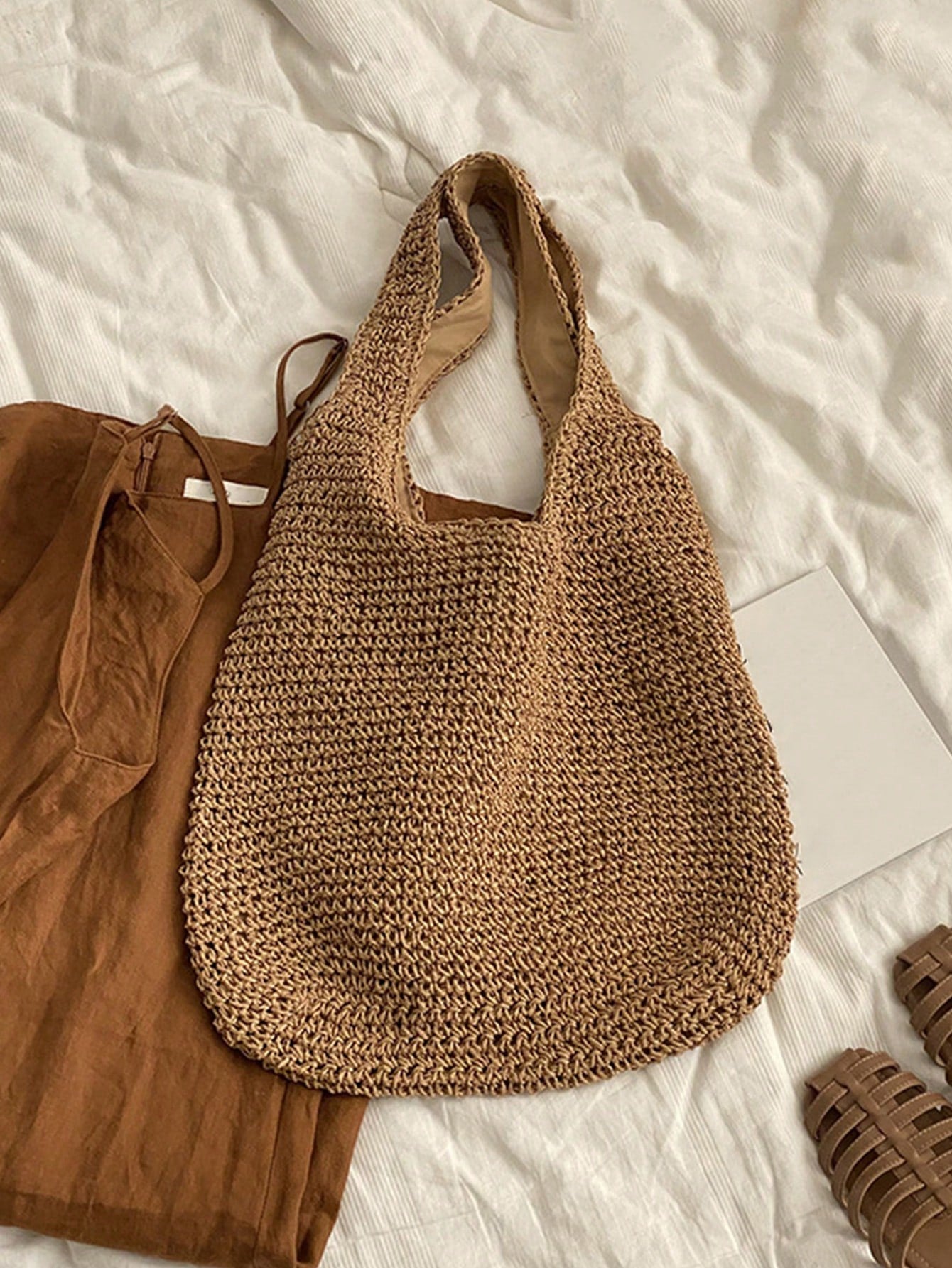 Tropiscape Gusure Bag Large Capacity Weave Tote Bag Summer Straw Handbag And Purse Female Bohemian Shoulder Bag For Women Ladies Bag, Beach Essentials, Summer Women Bag, Perfect For Travel, Vacation