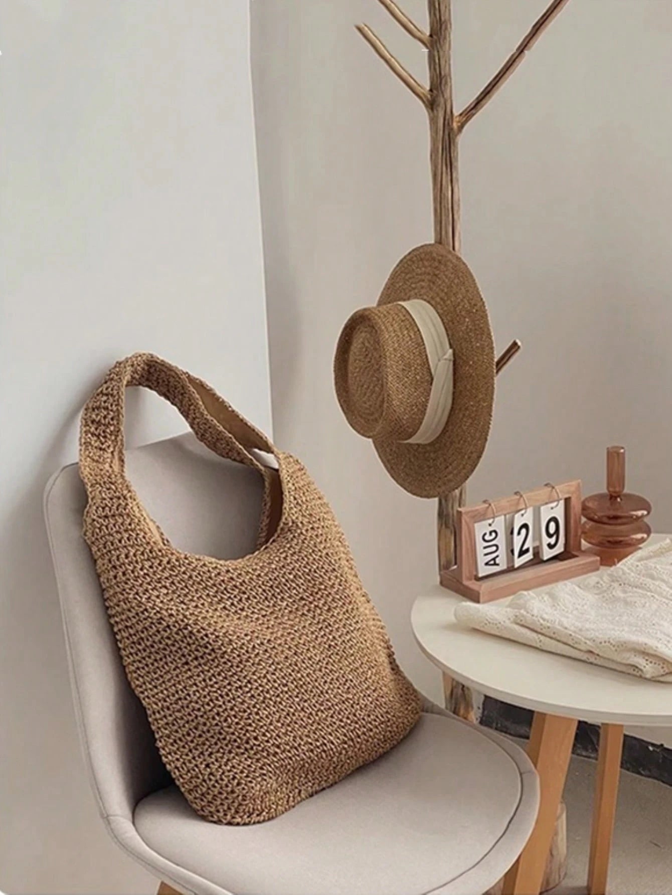 Tropiscape Gusure Bag Large Capacity Weave Tote Bag Summer Straw Handbag And Purse Female Bohemian Shoulder Bag For Women Ladies Bag, Beach Essentials, Summer Women Bag, Perfect For Travel, Vacation