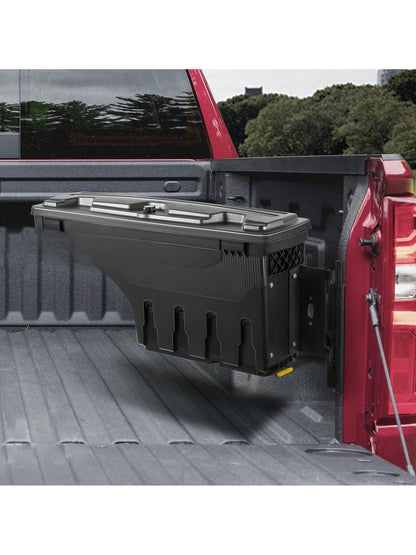 Truck Bed Storage Box, Lockable Lid, Waterproof ABS Wheel Well Tool Box 6.6 Gallon/20 Liter, For Chevrolet 1500 GMC Sierra 1500 2019-2020, Driver Or Passenger Side, Black