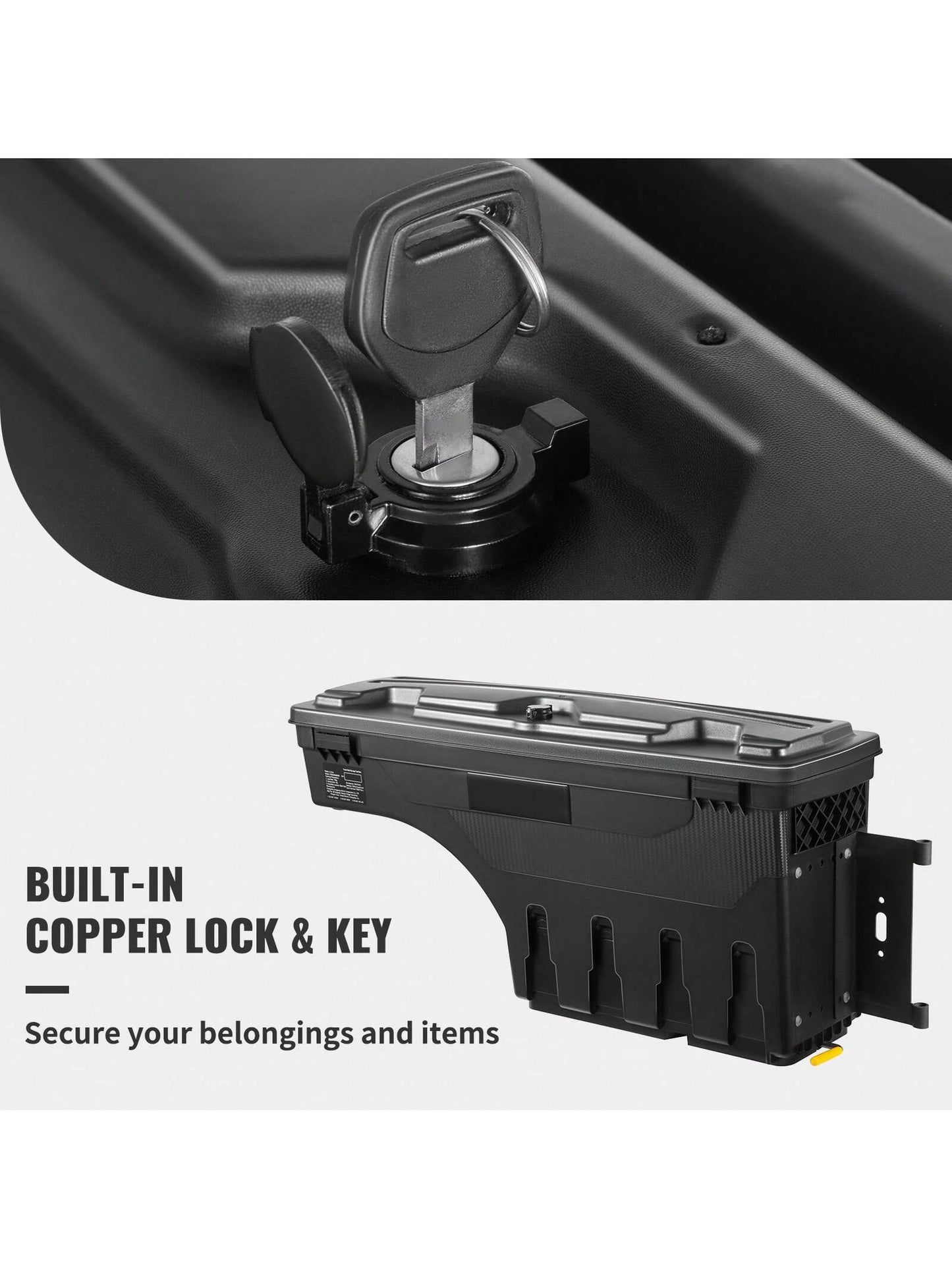 Truck Bed Storage Box, Lockable Lid, Waterproof ABS Wheel Well Tool Box 6.6 Gallon/20 Liter, For Chevrolet 1500 GMC Sierra 1500 2019-2020, Driver Or Passenger Side, Black