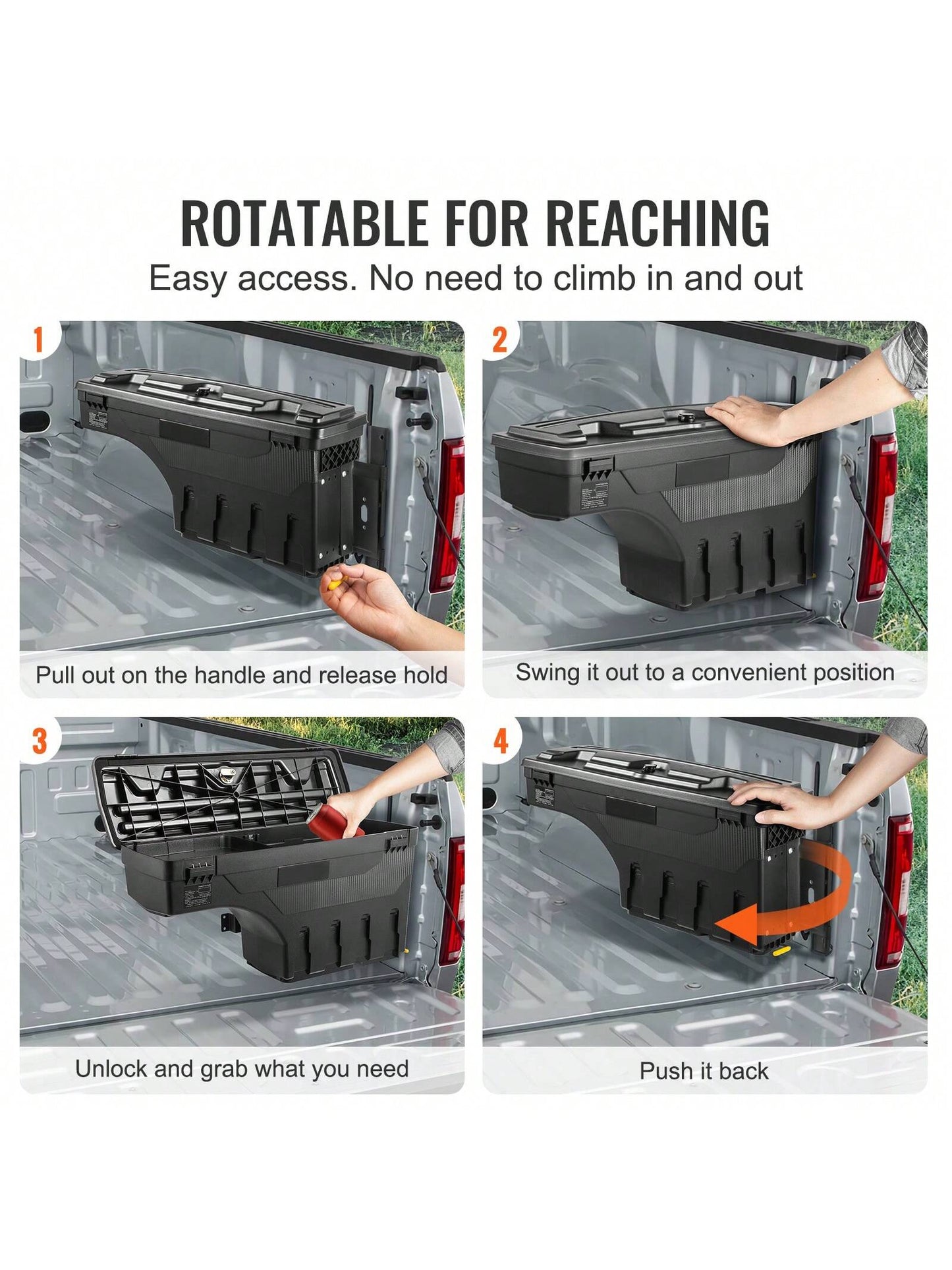Truck Bed Storage Box, Lockable Lid, Waterproof ABS Wheel Well Tool Box 6.6 Gallon/20 Liter, For Chevrolet 1500 GMC Sierra 1500 2019-2020, Driver Or Passenger Side, Black