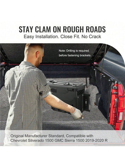 Truck Bed Storage Box, Lockable Lid, Waterproof ABS Wheel Well Tool Box 6.6 Gallon/20 Liter, For Chevrolet 1500 GMC Sierra 1500 2019-2020, Driver Or Passenger Side, Black