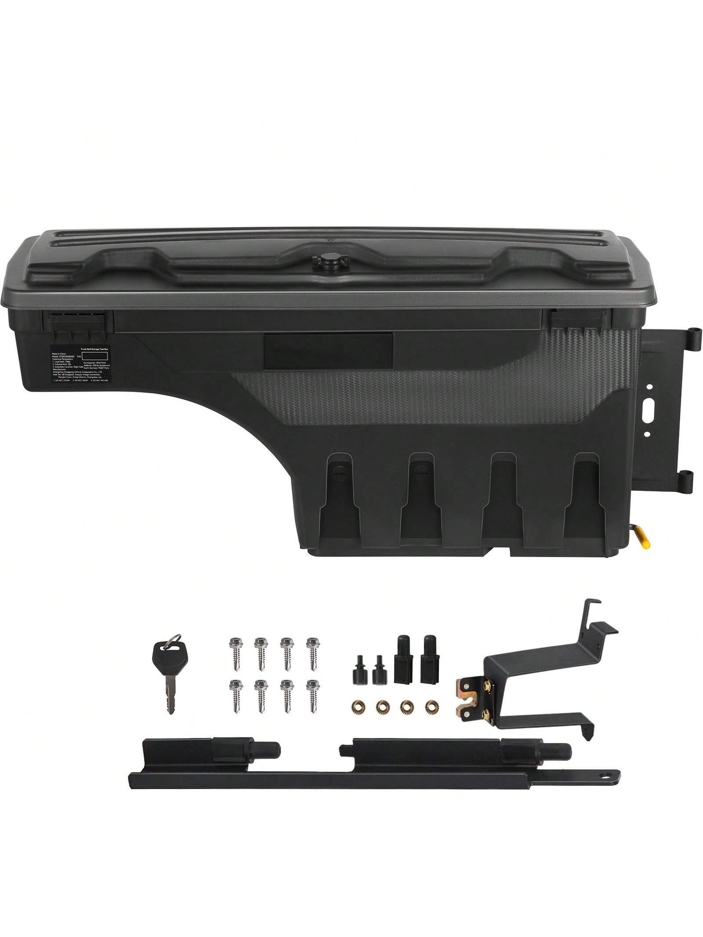 Truck Bed Storage Box, Lockable Lid, Waterproof ABS Wheel Well Tool Box 6.6 Gallon/20 Liter, For Chevrolet 1500 GMC Sierra 1500 2019-2020, Driver Or Passenger Side, Black